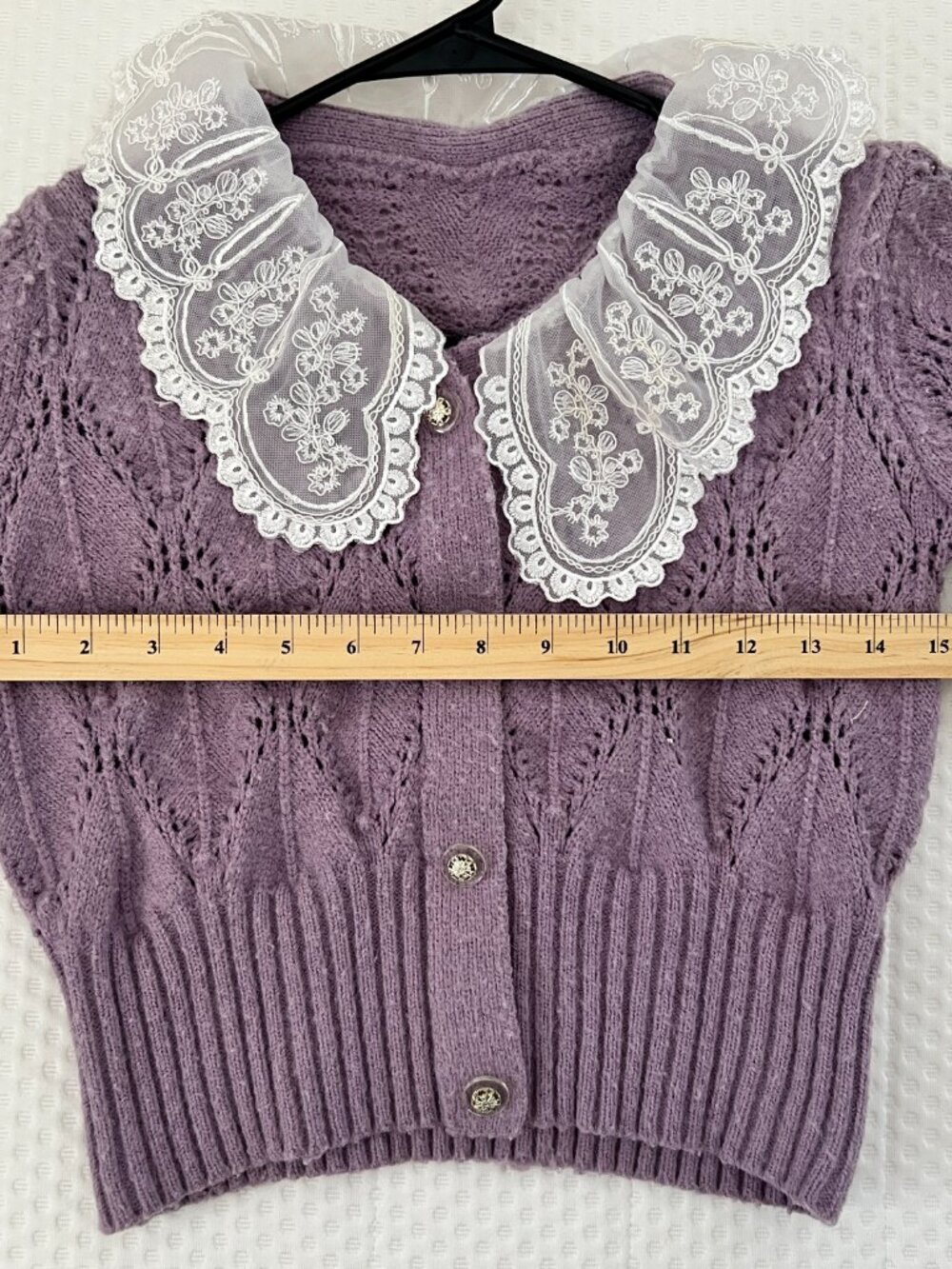Women Peter Pan Lace Collar, Lilac, Size XS - Picture 5 of 6